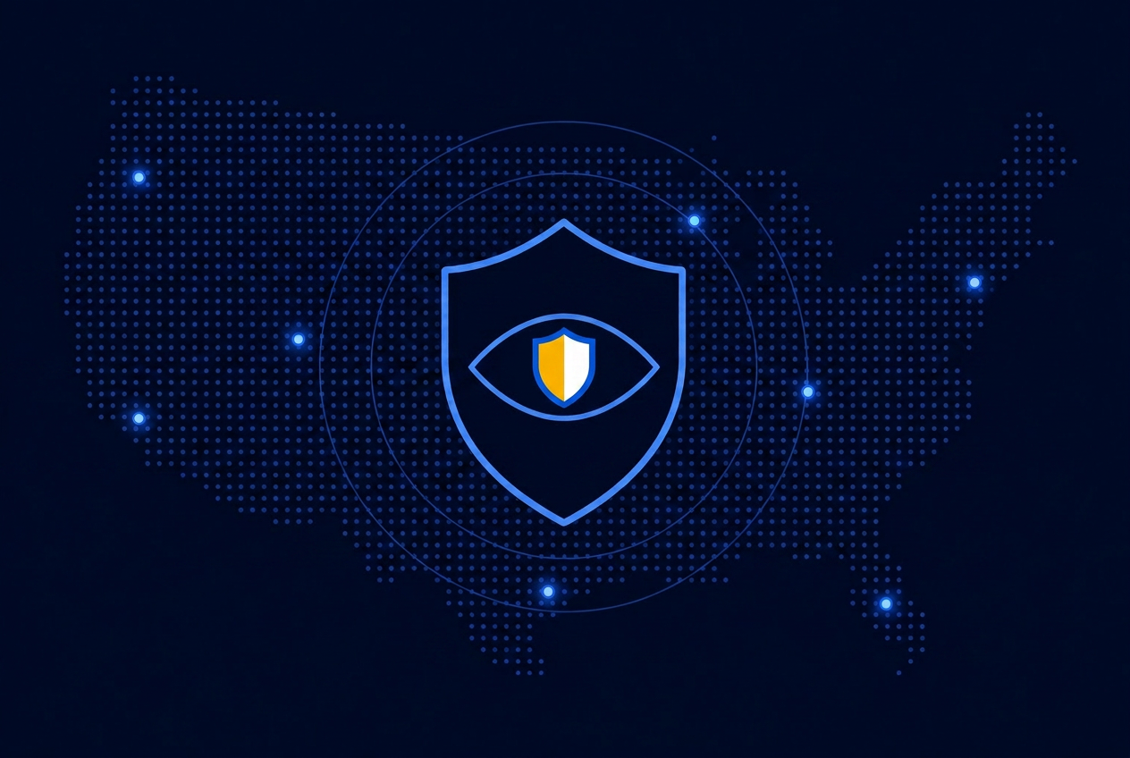 Shield with watchful eye over a global network
